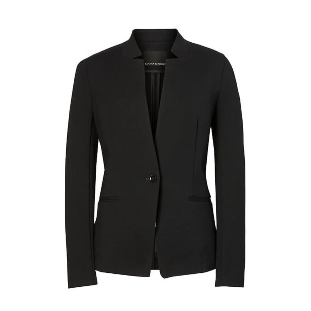 BANANA REPUBLIC Ponte Inverted Collar Suit Blazer Jacket Black Women's Size 10